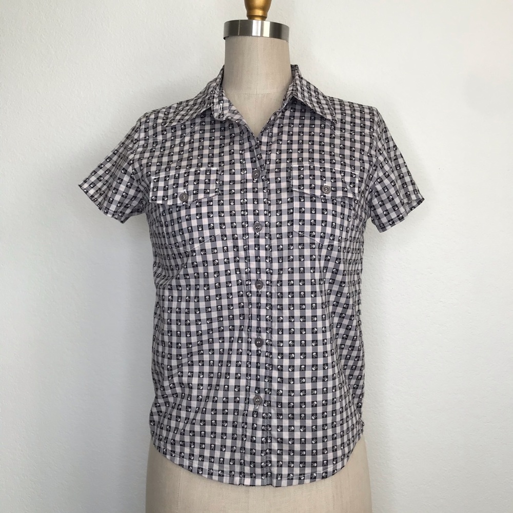 Liquorbrand S skull button down short sleeve Sz S